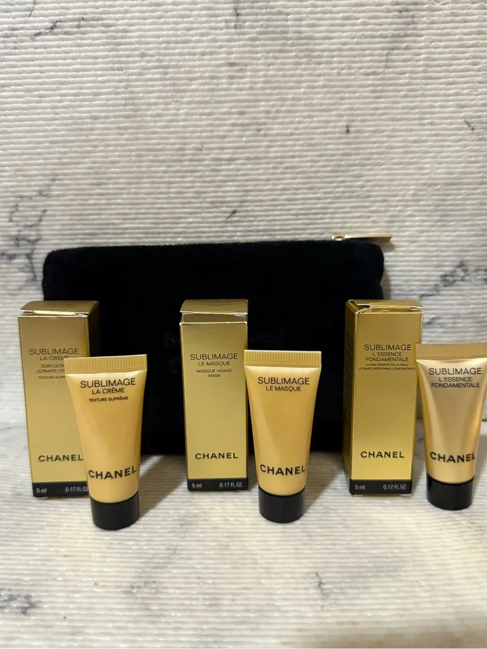 Chanel Beauty Black Velvet Sublimage Pouch, Sublimage Creme, Mask & Concentrate